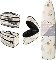 Vista 8 de Juego de funda para tabla de planchar con funda organizadora de hierro, 17 x 49 pulgadas, resistente al calor, 3 correas de sujeción ajustables