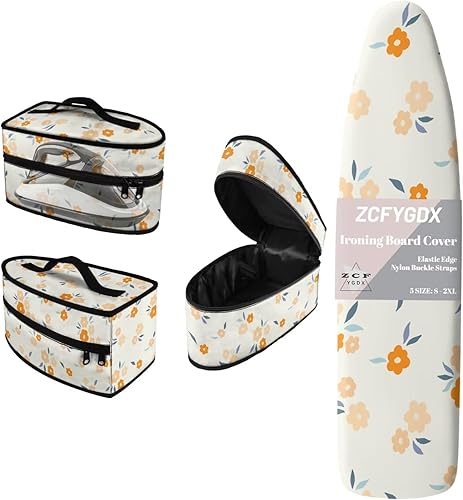 Miniatura 8 de Juego de funda para tabla de planchar con funda organizadora de hierro, 17 x 49 pulgadas, resistente al calor, 3 correas de sujeción ajustables,