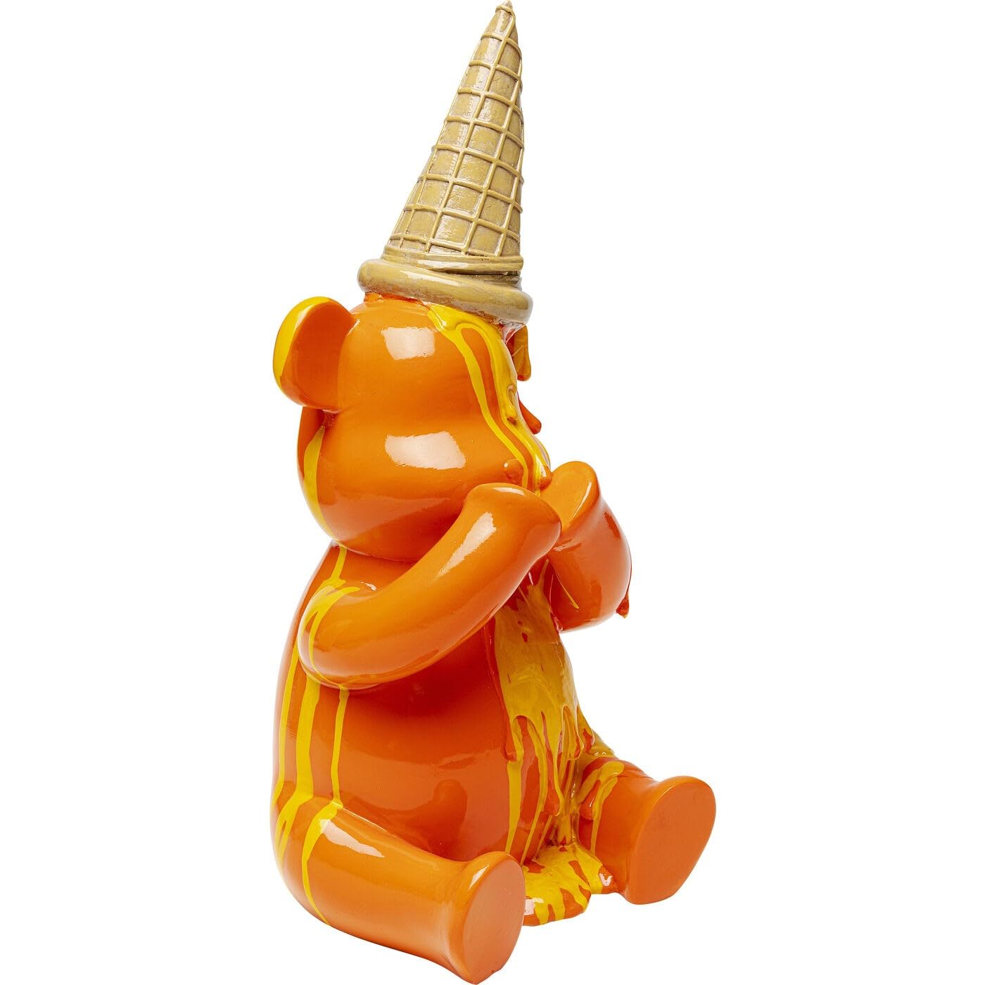 Kare Design Figura Decorativa Sitting Gelato Bear, Naranja, Poliresina Pintado a Mano, Escultura de Oso, Objeto Decorativo, Sala y Comedor, Estatua Moderna de Diseño, Altura 37 cm