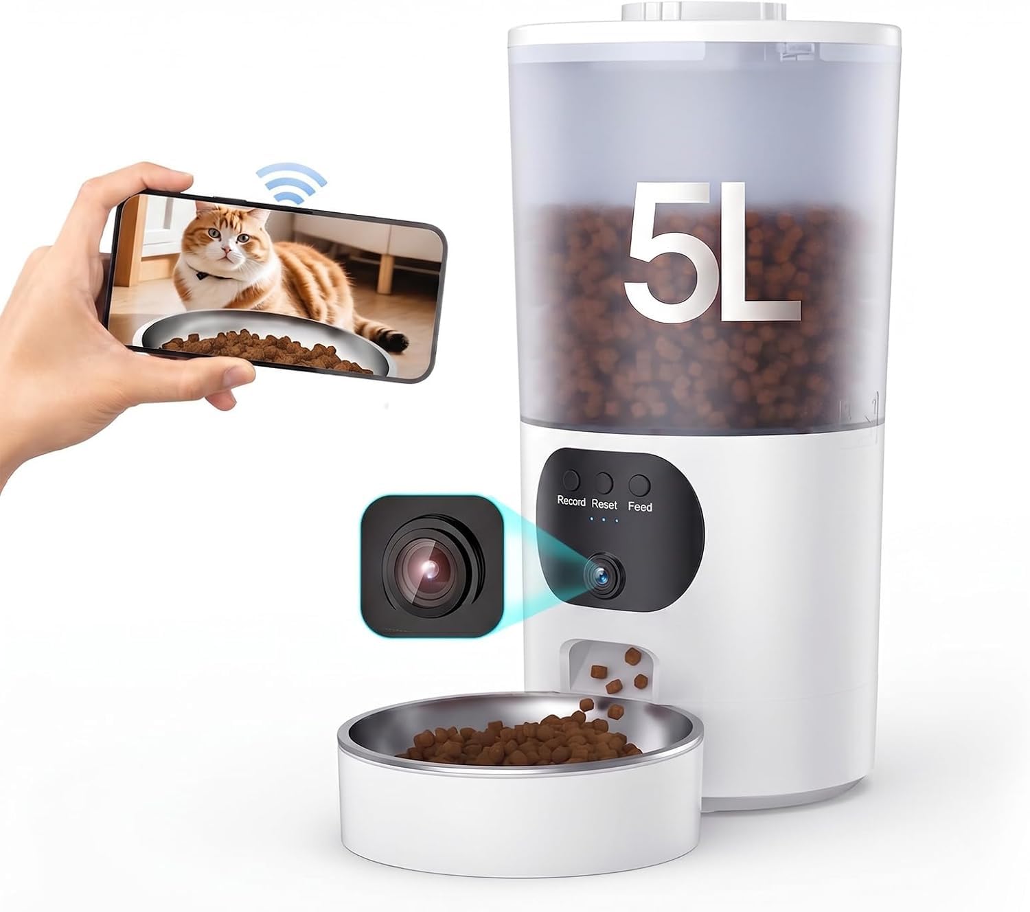 Distributeur Automatique de Croquettes Connecté avec Caméra HD 1080P