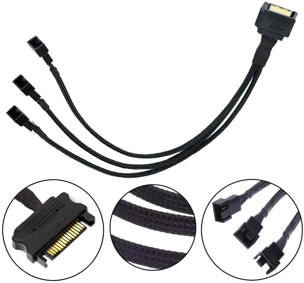 Lunatic 9745 Sata Power To Fan Çevirici 3 Port Y Pin PWM Çoklayıcı Splitter 30cm 24AWG Fan Kablosu, Bilgisayar anakartının CPU fanının güç sağlamak için SATA arayüzünü kullanması sağlamak
