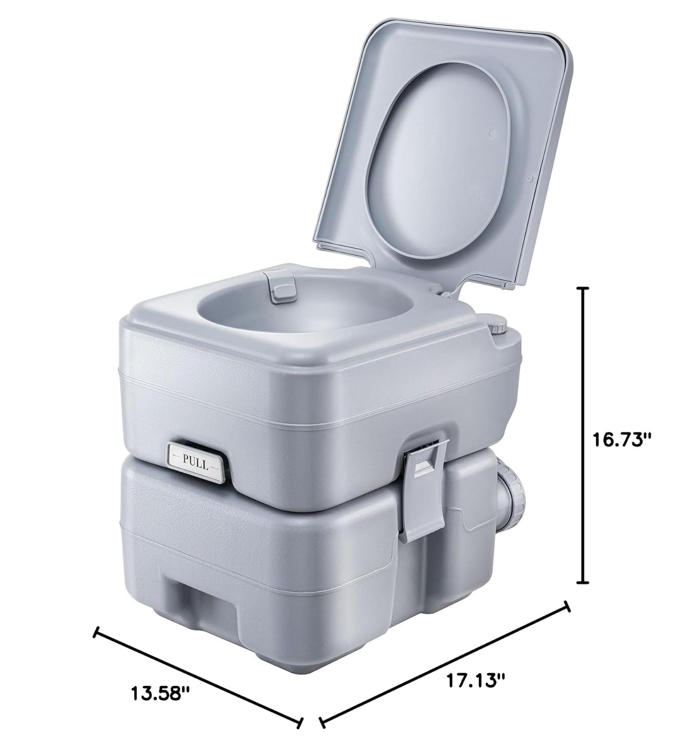 5.3-Gallon Portable Travel Toilet | Features Detachable Holding Tank/Sealing Slide Valve & Bellow-Type Flush | Easy Transport w/Compact Lightweight Design & Carry Handle | Gray