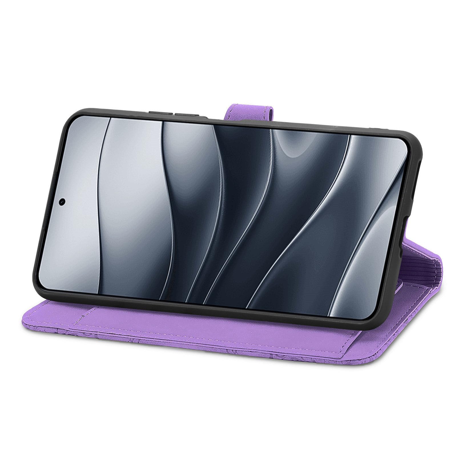 Custodia per Xiaomi Redmi Note 14 5G/Poco M7 Pro 5G, con cerniera, portafoglio in Finto cuoio con tasche per carte, supporto e passante per mano verde