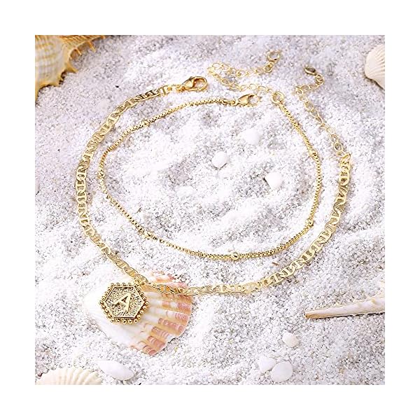 Turandoss-Ankle-Bracelets-for-Women-Initial-Anklet-14K-Gold-Plated-Handmade-Layered-Box-Chain-Flat-Mariner-Hexagon-Anklet-Letter-Initial-Ankle-Bracelet-for-Women-Gold-Summer-Beach-Foot-Jewelry-Gifts Turandoss Ankle Bracelets for Women Initial Anklet, 14K Gold Plated Handmade Layered Box Chain Flat Mariner Hexagon Anklet Letter Initial Ankle Bracelet for Women Gold Summer Beach Foot(A)