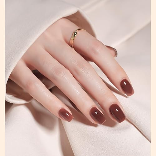 Miniatura 4 de GAOY Esmalte de uñas de gel rosa marrón gelatina de 6 colores transparentes, marrón, rosa y blanco, kit de esmalte de gel transparente para manicura