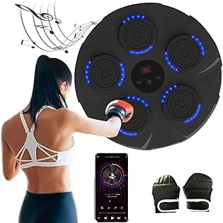 Music Boxing Pads Machine Home Wall Mount, Smart Music Boxing Machine Music Boxer USB Charging Boxing Equipment with Bluetooth Connection, Boxing Training Punching Equipment(Black+Blue Light)