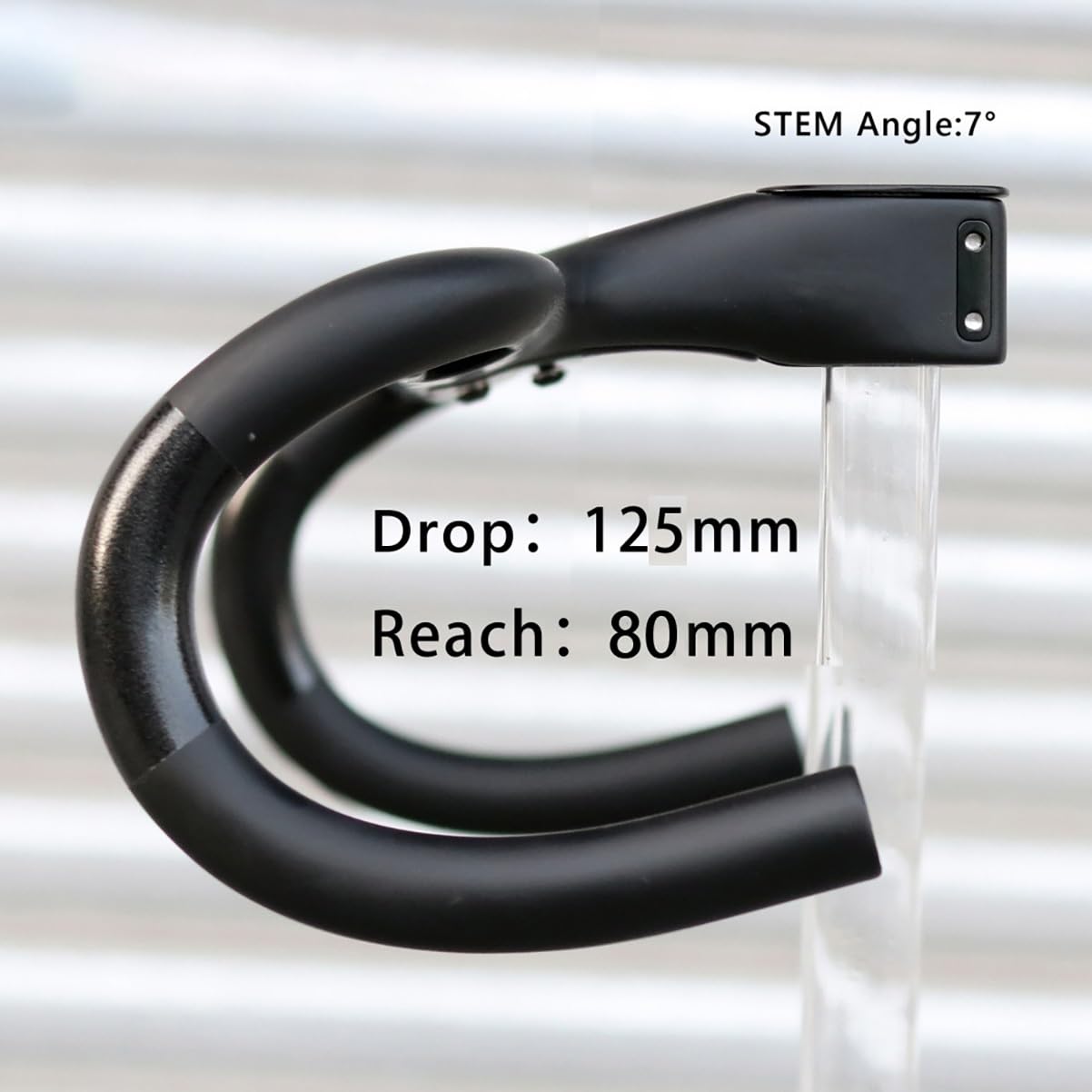 Manubrio per Bici da Strada 28,6mm*360/380/400/420mm Fibra di Carbonio Manubrios da Corsa Integrato Lunghezza Attacco Manubrio 80/90/100/110mm Lunghezza 80mm Curvatura 125mm