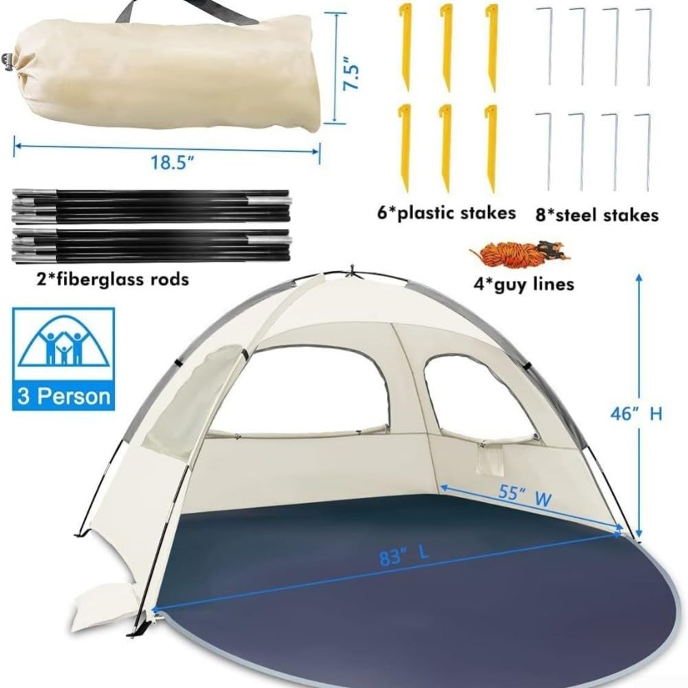 Tienda de campaña impermeable para playa, 210 x 140 cm, poliéster Oxford