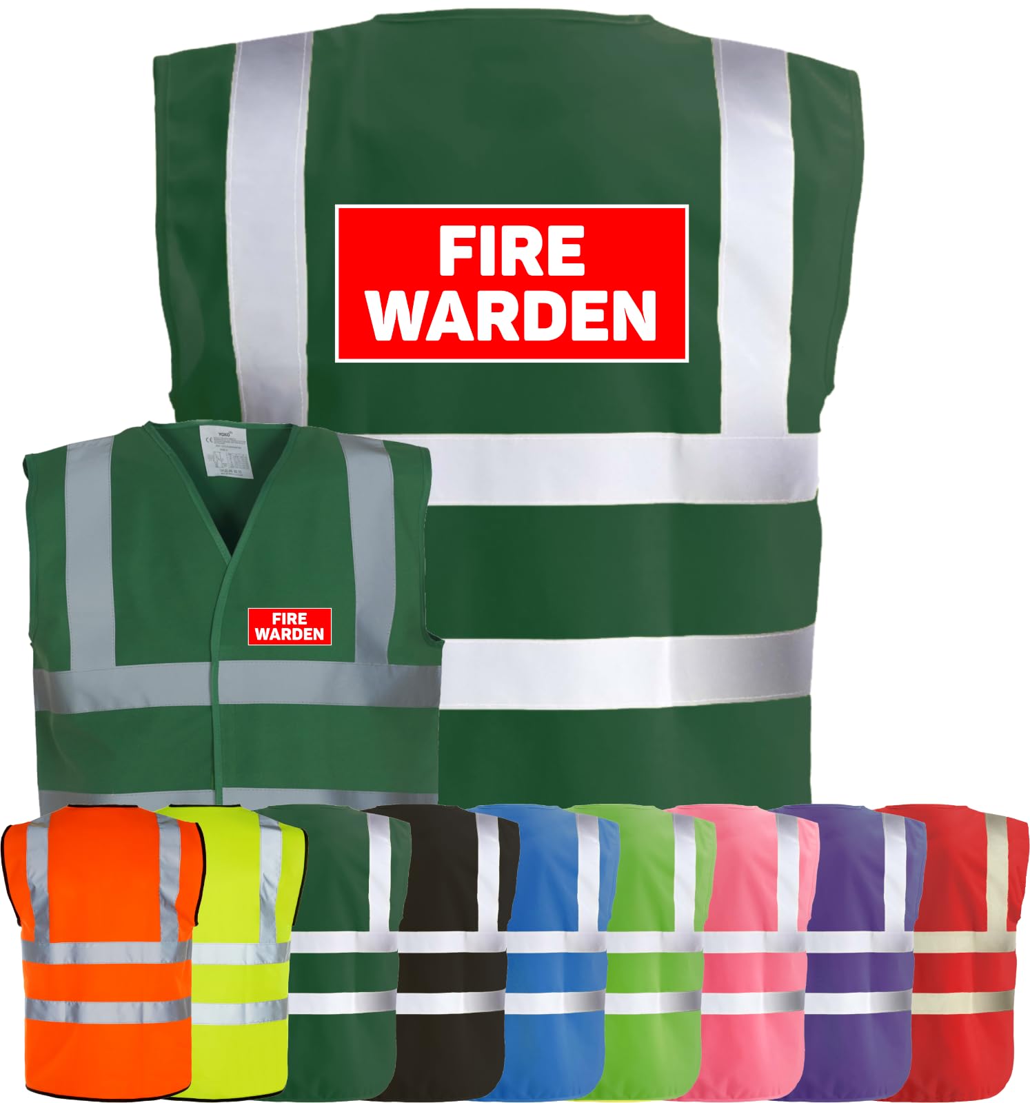 Corporate Togs FIRE WARDEN Printed Vest - High Visibility, Safety Waistcoat Tabard, British Standard CE Marked, Fastening Vest | Protective Safety Wear
