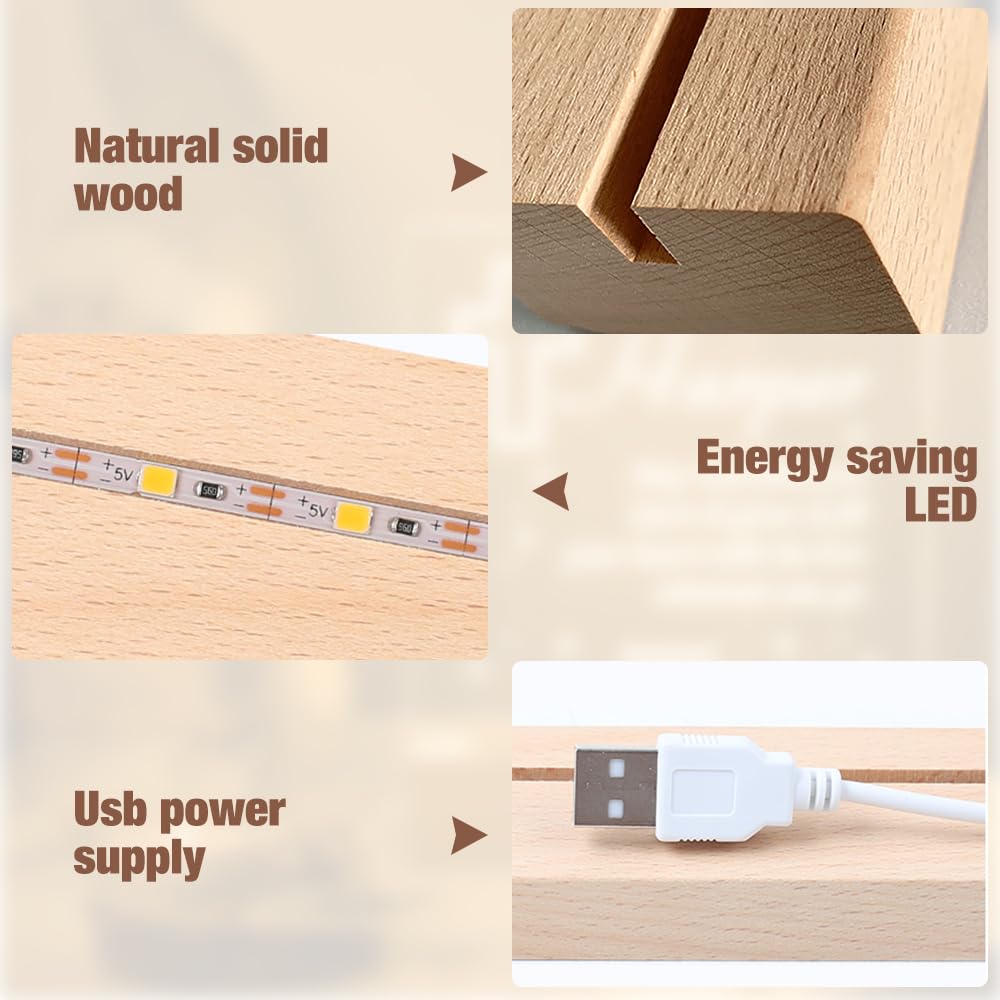 Base éclairage Base LED Rectangulaire Lwuey - 7 Couleurs Changeantes - Présentation Cristal Et Résine - Alimentation USB/Piles Support Lumière Cristal