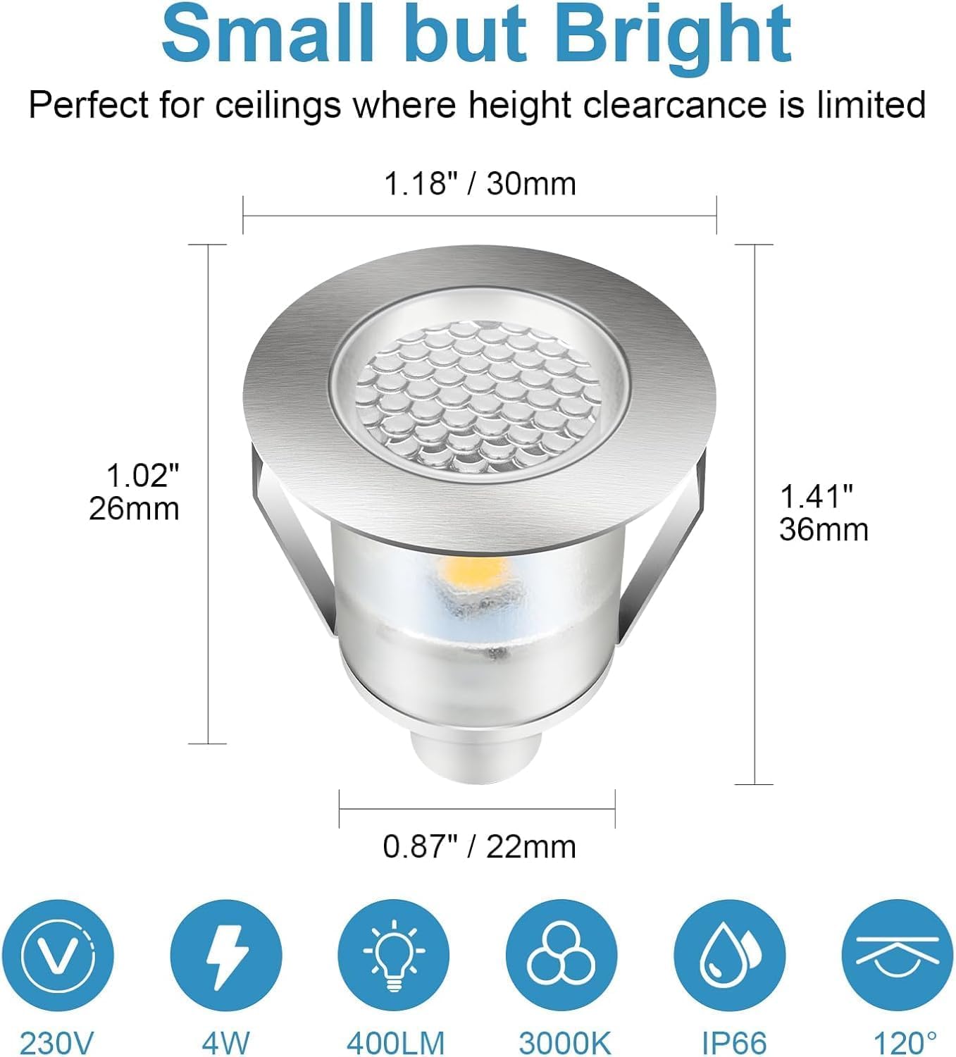 Auting Set de 16 Luminarias LED Empotrables para Exterior, Blanco Cálido IP67 Impermeables, para Jardín, Terraza, Piscina, Escaleras y Decoración Interior/Exterior