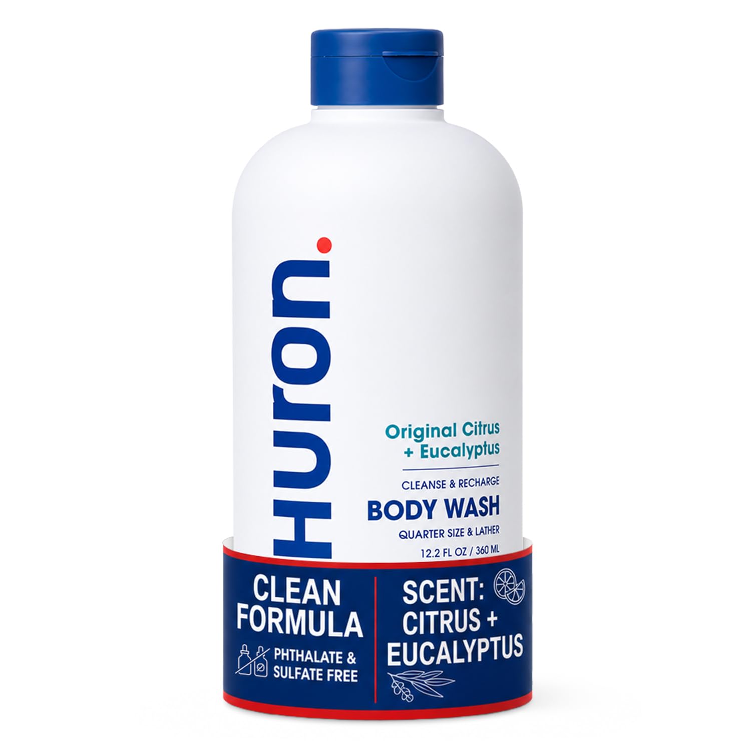 Huron Body Wash: Citrus + Eucalyptus Scent, Non-Toxic & Hydrating; 11.3oz | Rich, conditioning lather washes away dirt, oil + sweat. Coconut Oil, Vitamin E + Witch Hazel hydrate skin. No parabens. Citrus + Eucalyptus 11.3 Fl Oz (Pack of 1)