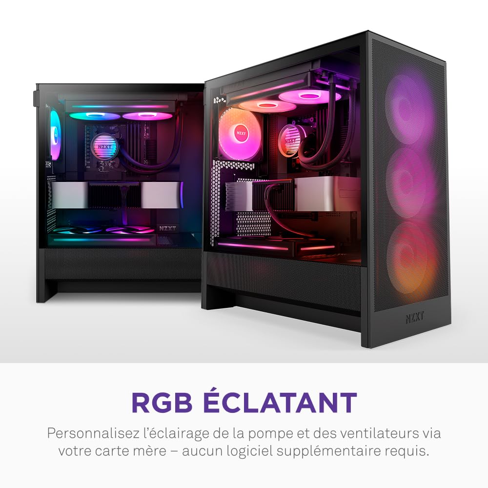 NZXT Kraken Core 240 RGB - Refroidisseur liquide AIO CPU - Radiateur 240 mm - Ventilateur monobloc 240 mm - Compatible Intel® LGA 1851/1700/1200/115X & AMD® AM5/AM4 - Noir