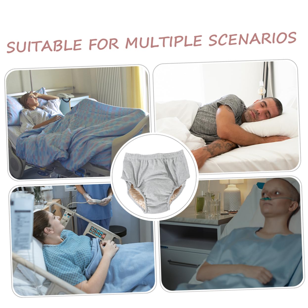 IWOWHERO Incontinence Elder Diaper Washable Urinal Pant Nappy for Women Cotton Adult Diaper Leakproof