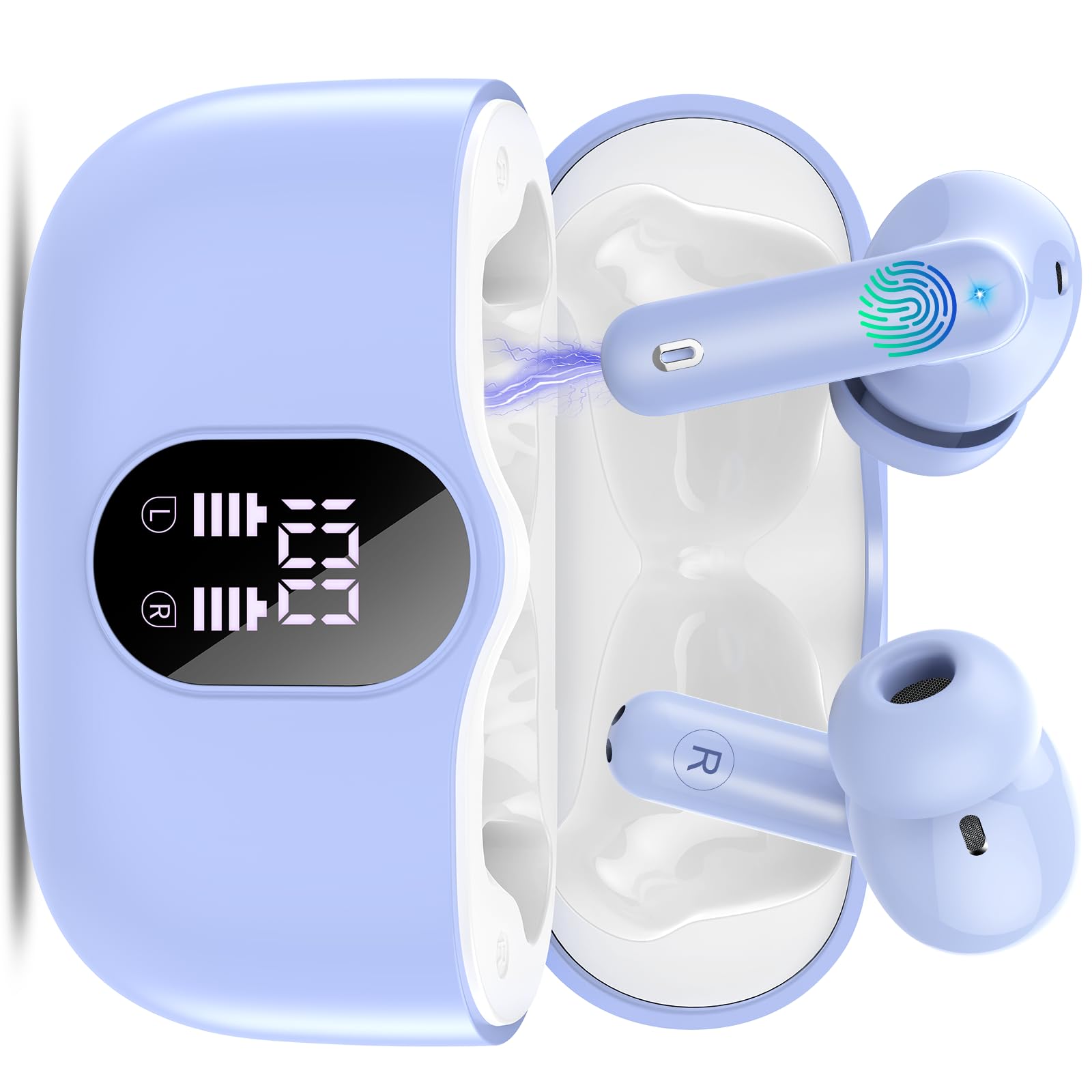 Btootos Auriculares Bluetooth, auriculares inalámbricos Bluetooth 5.4 con App Sport In Ear, auriculares inalámbricos 40 horas de tiempo de reproducción, carcasa de carga LED, micrófono ENC