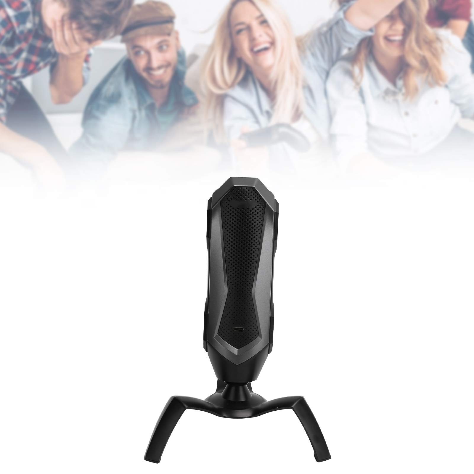 Mikrofon Stacjonarny T1 z diodą LED RGB, Przewodowy Mikrofon Pojemnościowy ze Statywem, do Transmisji w Sieci Konferencyjnej, materiał ABS, Czarny 1 szt. (Czarny)