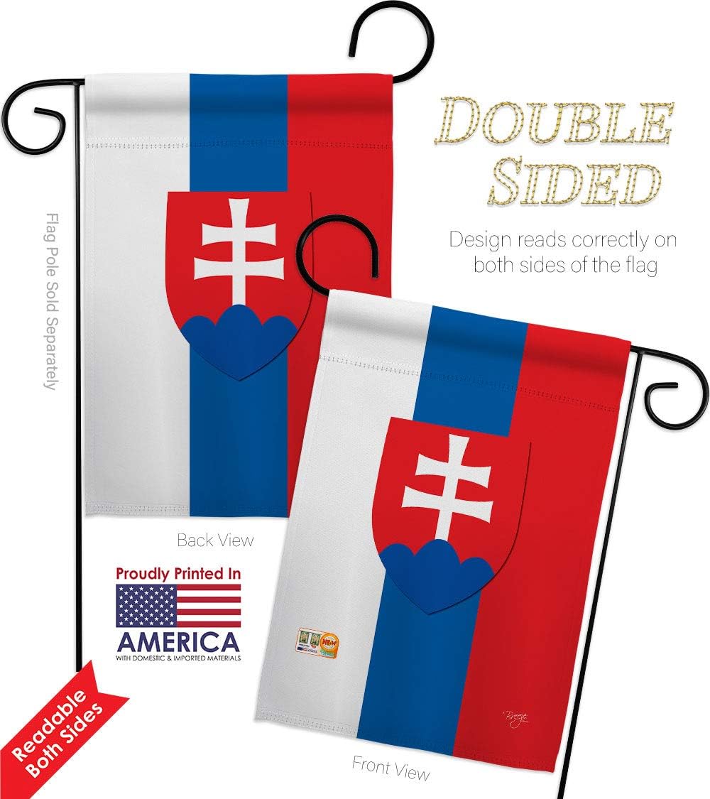 Slovakia Garden Flag Set Wall Holder Regional Nationality Nation International World Country Particular Area Small Decorative Gift Yard House Banner Double-Sided Made In USA 13 X 18.5