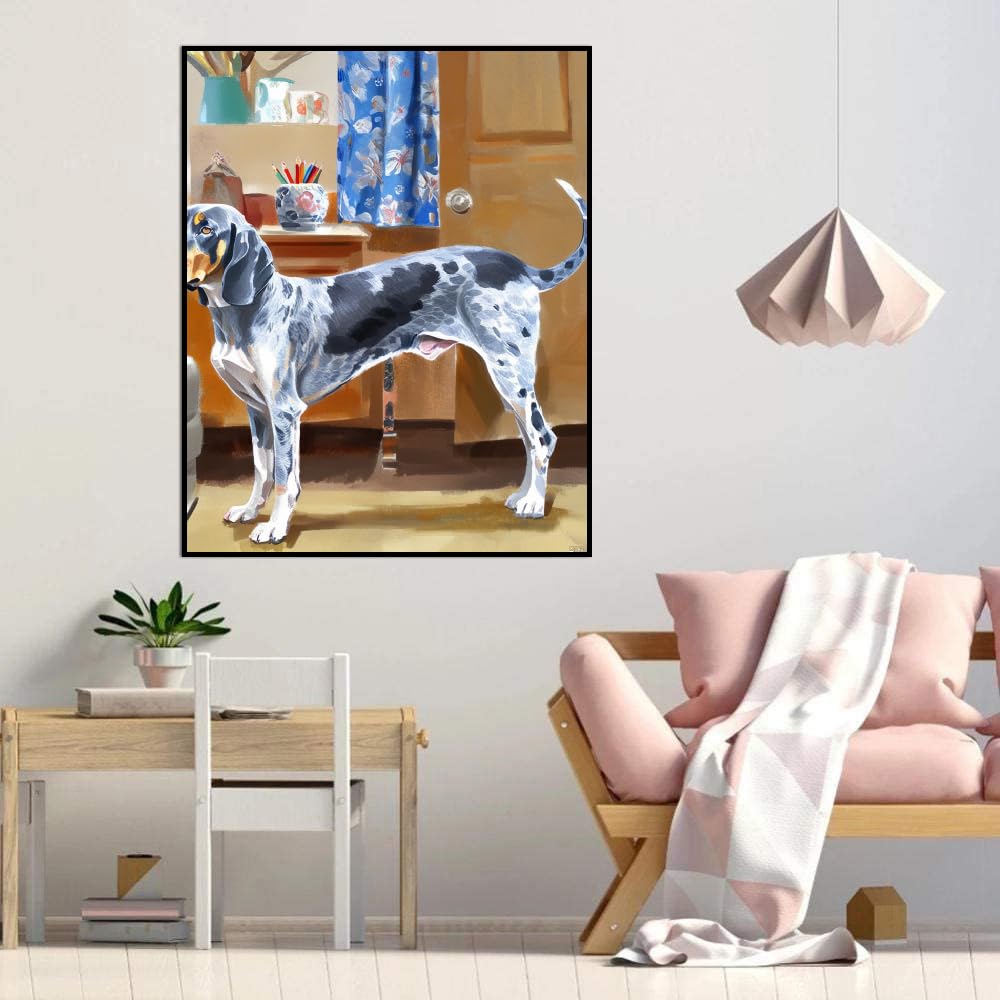 Paint by Numbers Bluetick Coonhound Dog DIY Acrylic Painting Kit with Brushes Pigment Oil Painting Artwork Adults Beginners Wall Decor 16x20inch(40x50cm) Frameless