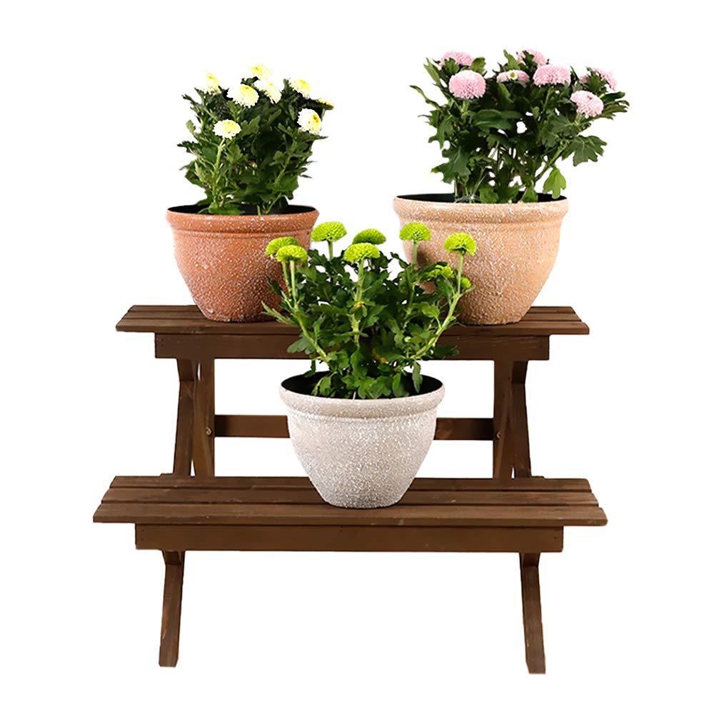 Amazon.co.jp: WORTH GARDEN 木製フラワースタンド二段 (ダーク