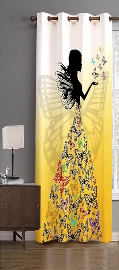 Blenzza Deco Digital Print Polyester Kids Room Curtain for Pack of 1 (Girl Butterfly, Door 4*7 Feet)