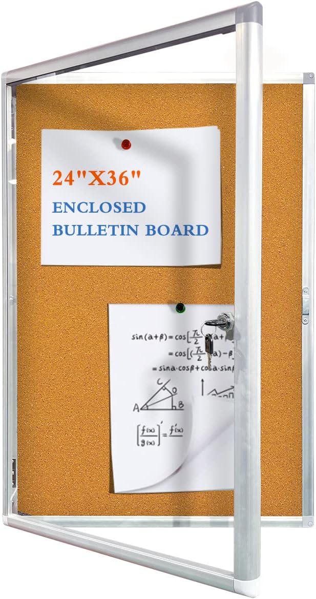 Weatherproof Cork Enclosed Bulletin Board with Lockable