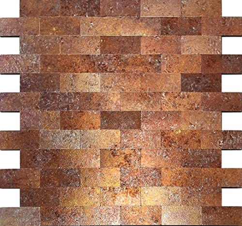 WEIMEISC 10 pcs Peel and Stick Tile Backsplash,Metal Subway Tile