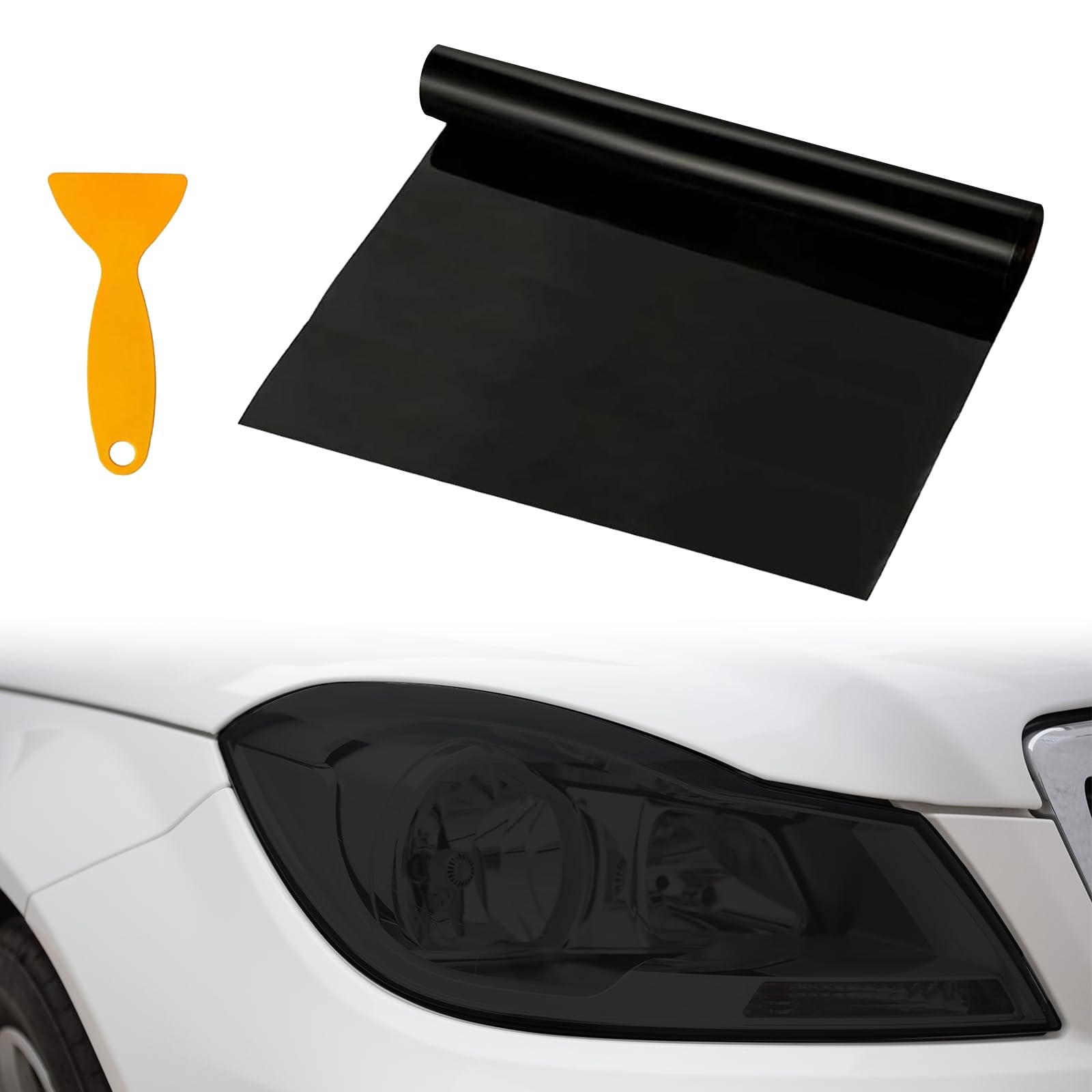 Tönungsfolie Auto,Scheinwerfer Folie,Rücklichttönungsfolie,Selbstklebende Autofolie Schutzfolie,Vinylfolie Tönungsfolie für Scheinwerferfolie,Verdunklungsfolie für Rücklichter (Schwarz)