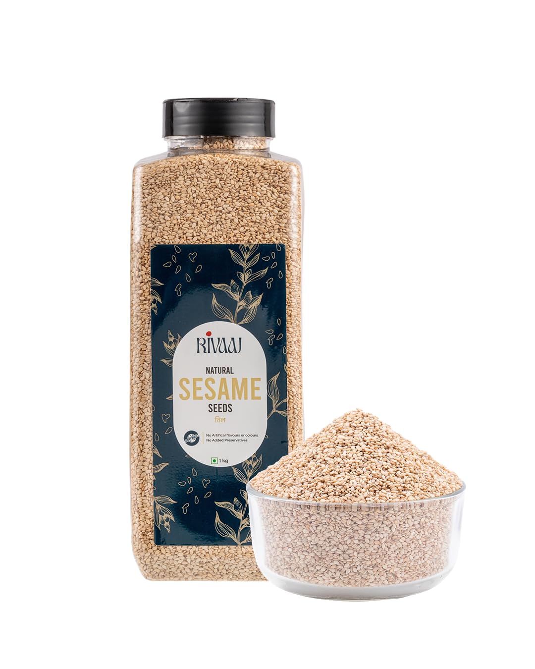 RIVAAJ White Sesame Seeds (Til) - 1 kg | Pure & Natural | No Artificial Flavours, Colours or Preservatives |Tal | Safed Til Seeds for Eating