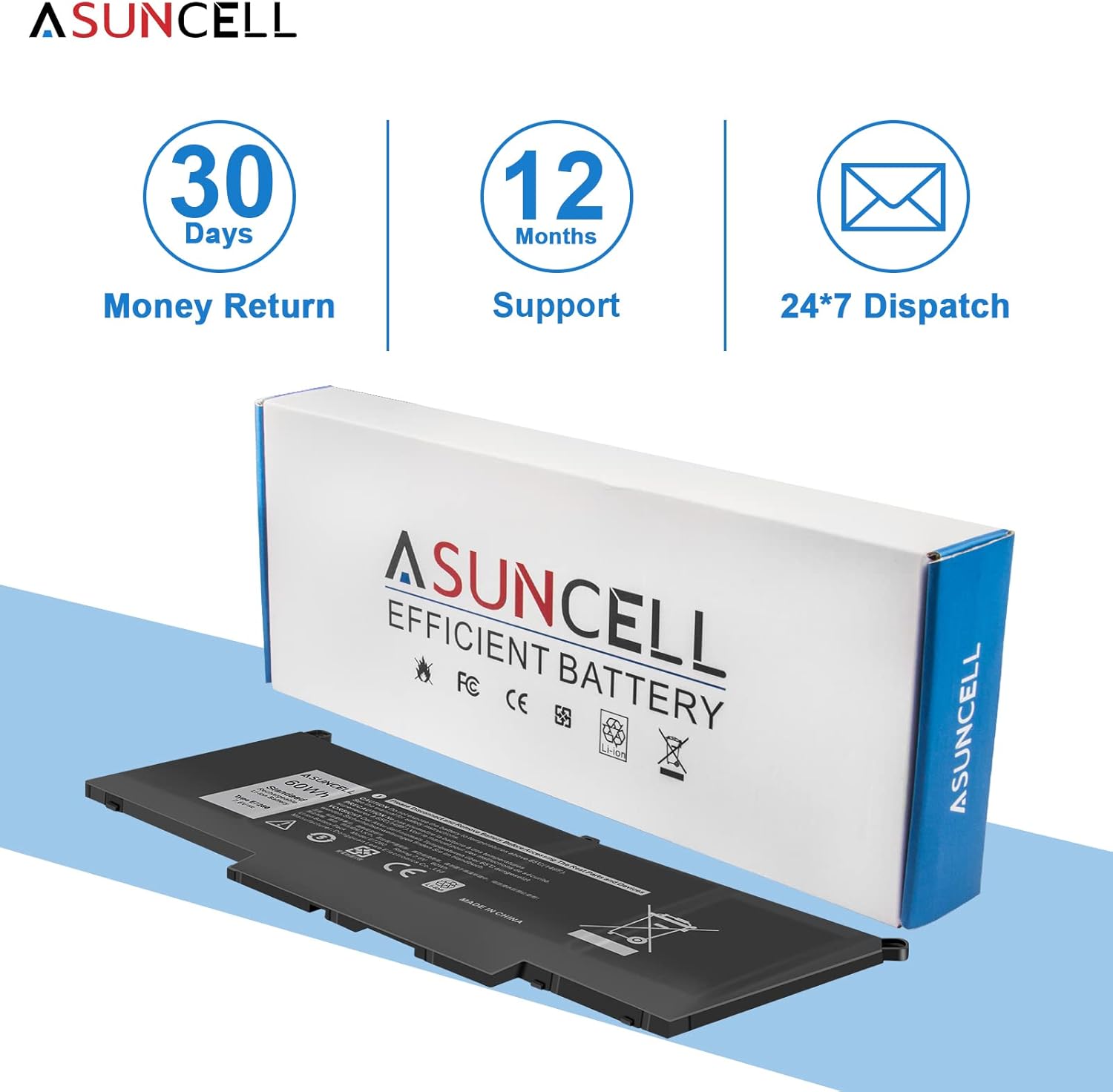 ASUNCELL F3YGT 60Wh 7480 Laptop Battery for Dell Latitude 7490 7390 7280 7290 7380 E7490 12 7000 7290/13 7000 P29S002/14 7000 Series P73G P73G001 P73G002 DM3WC