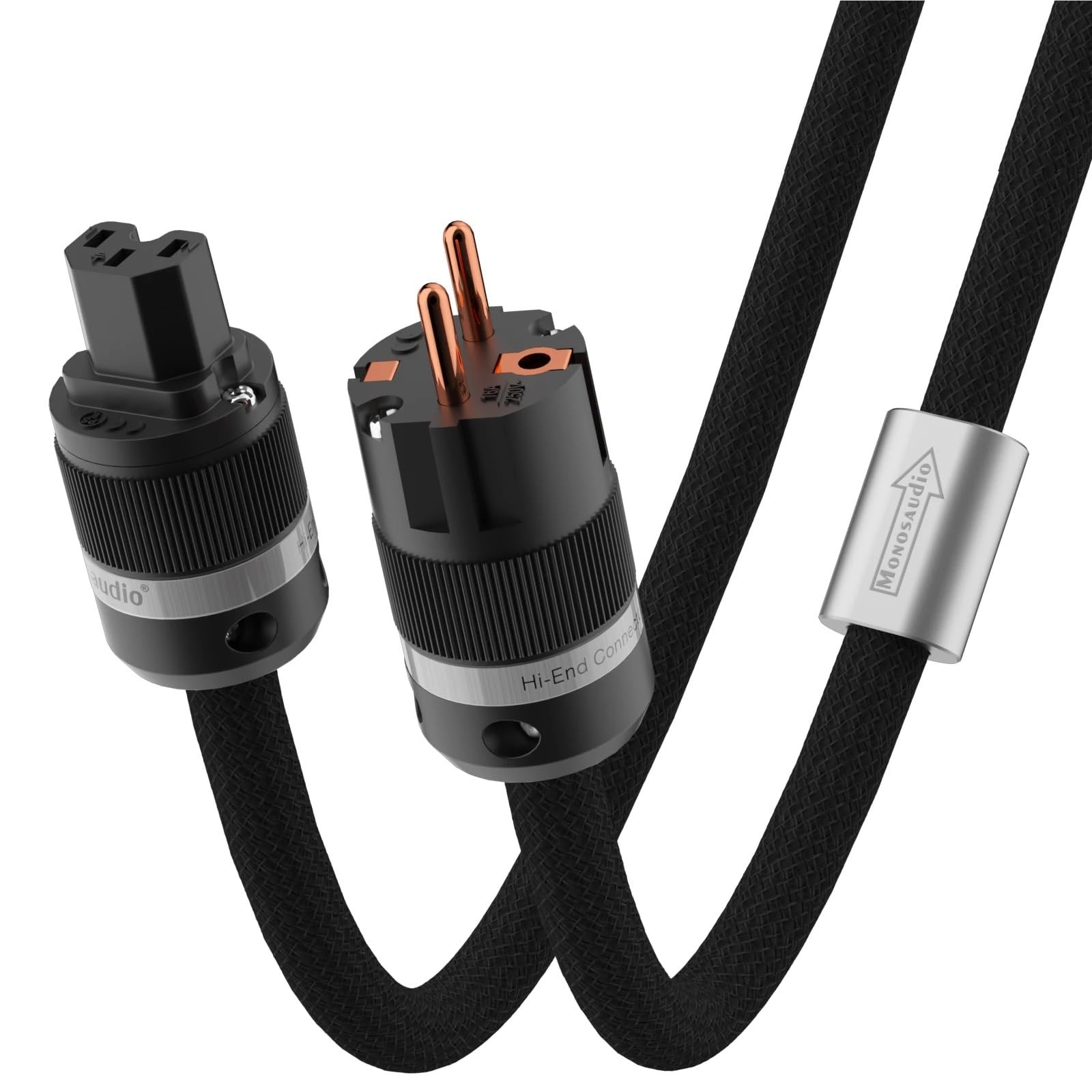 Cable de alimentación CA Schuko P903, Cable de alimentación CA for audiófilos con Conector IEC de Cobre Puro, Cable de alimentación HiFi.(1m)