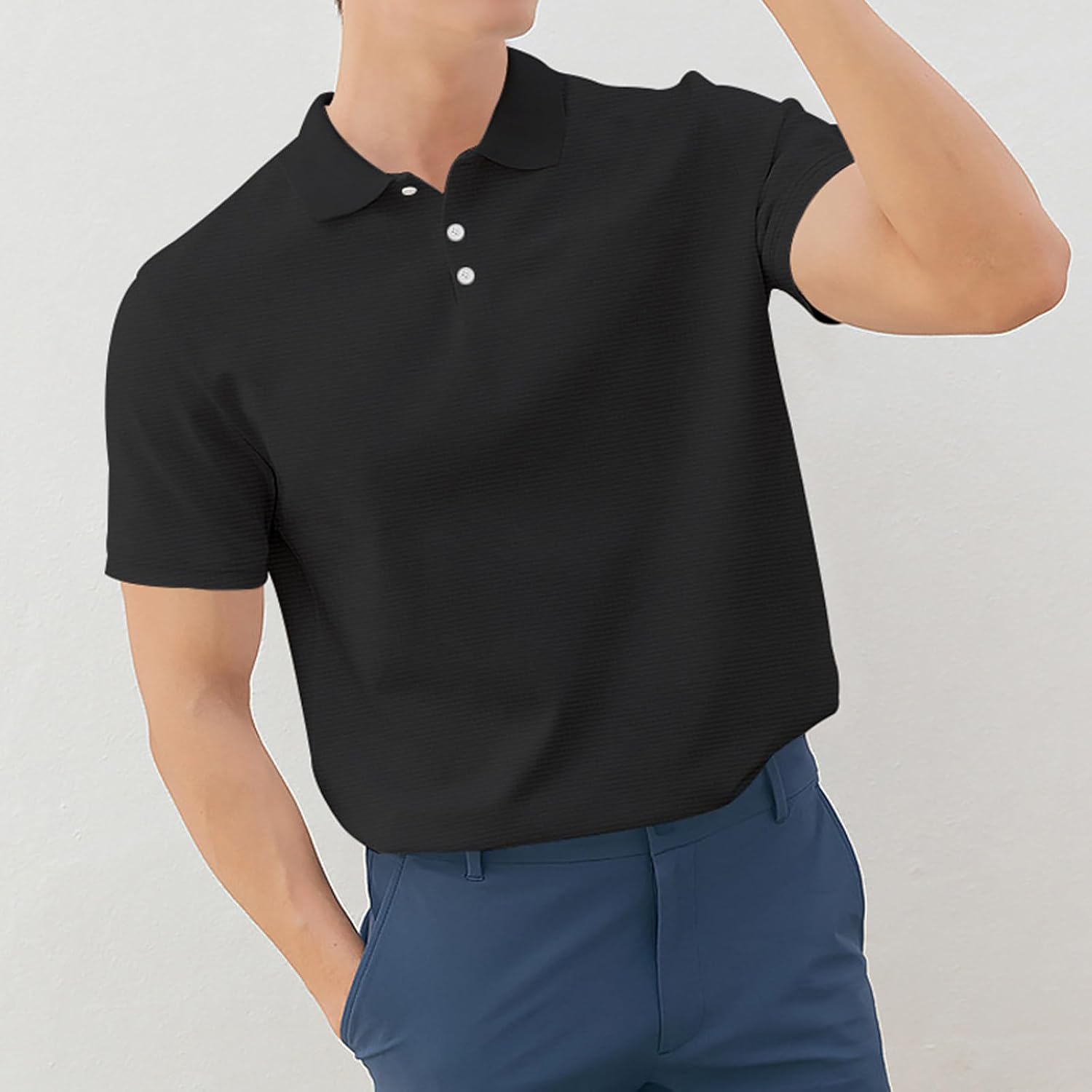 Ymosrh Men's Casual Dress Shirt Polo Short Sleeve Solid Color Golf Shirt Fashion Casual Work Collar T-Shirt Polos, M-3XL