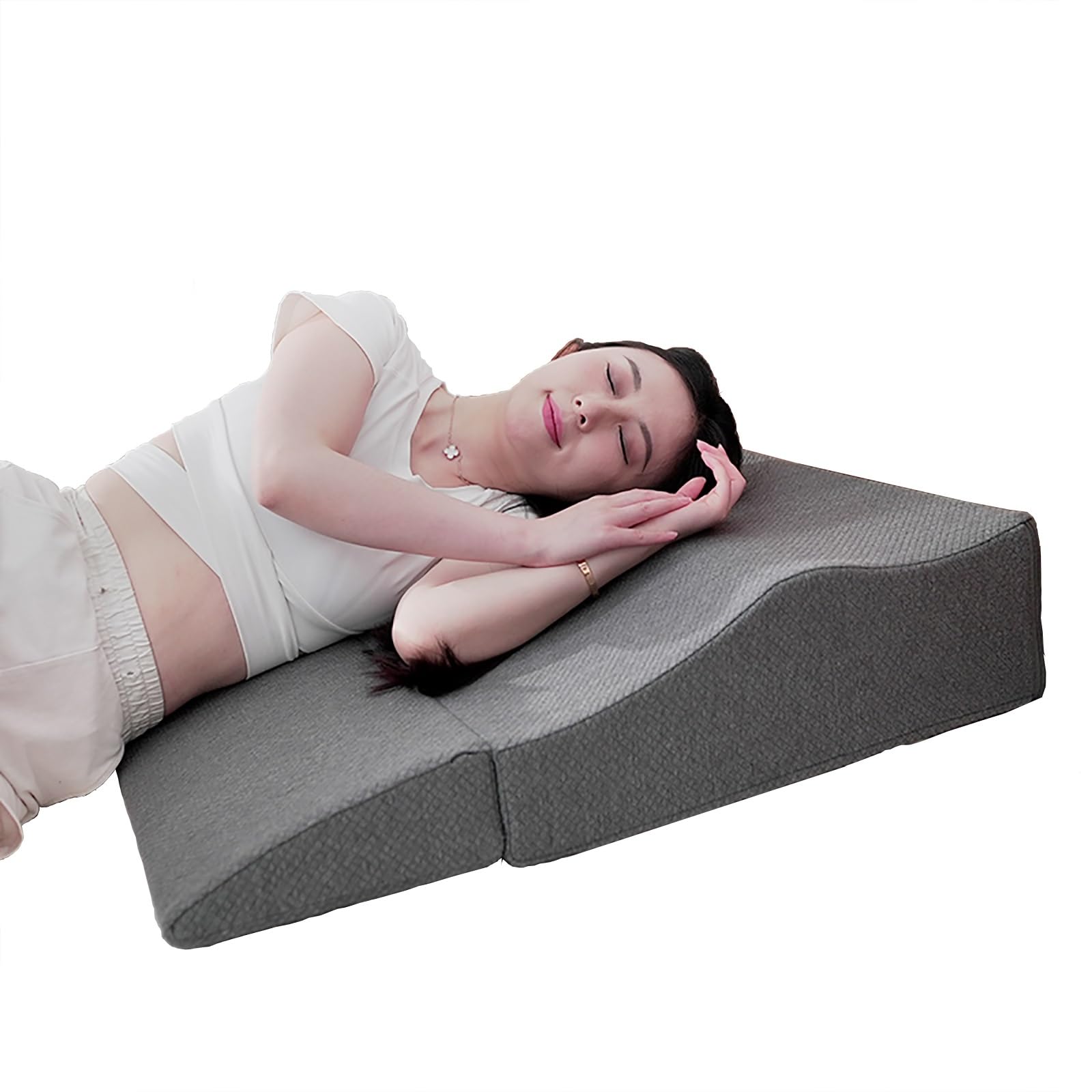 YXXSDP Keilkissen Bett Lesekissen Acid Reflux Wedge Pillow Seitenschläfer, 17cm Erhöhtes Stützdreieck-Bett-Kissen Mit Waschbarem Bezug, Dreieckiges Kissen Wedge Zum Schlafen Lesen