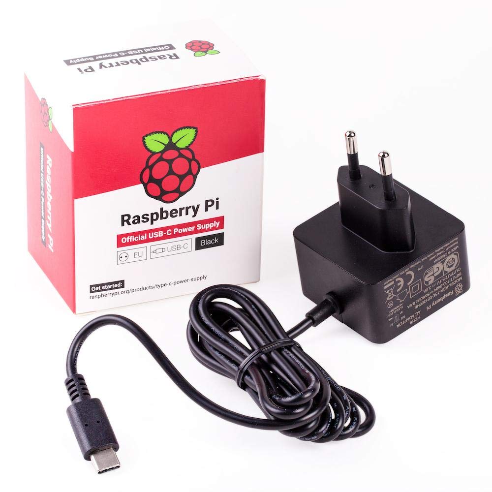 Raspberry Pi 4 Modell B 4GB RAM Komplett-Set mit offiziellem USB-C Netzteil und Aluminium Kühlkörper – Quad-Core 1,5 GHz, Dual 4K HDMI, WLAN, Bluetooth, Gigabit Ethernet, USB 3.0