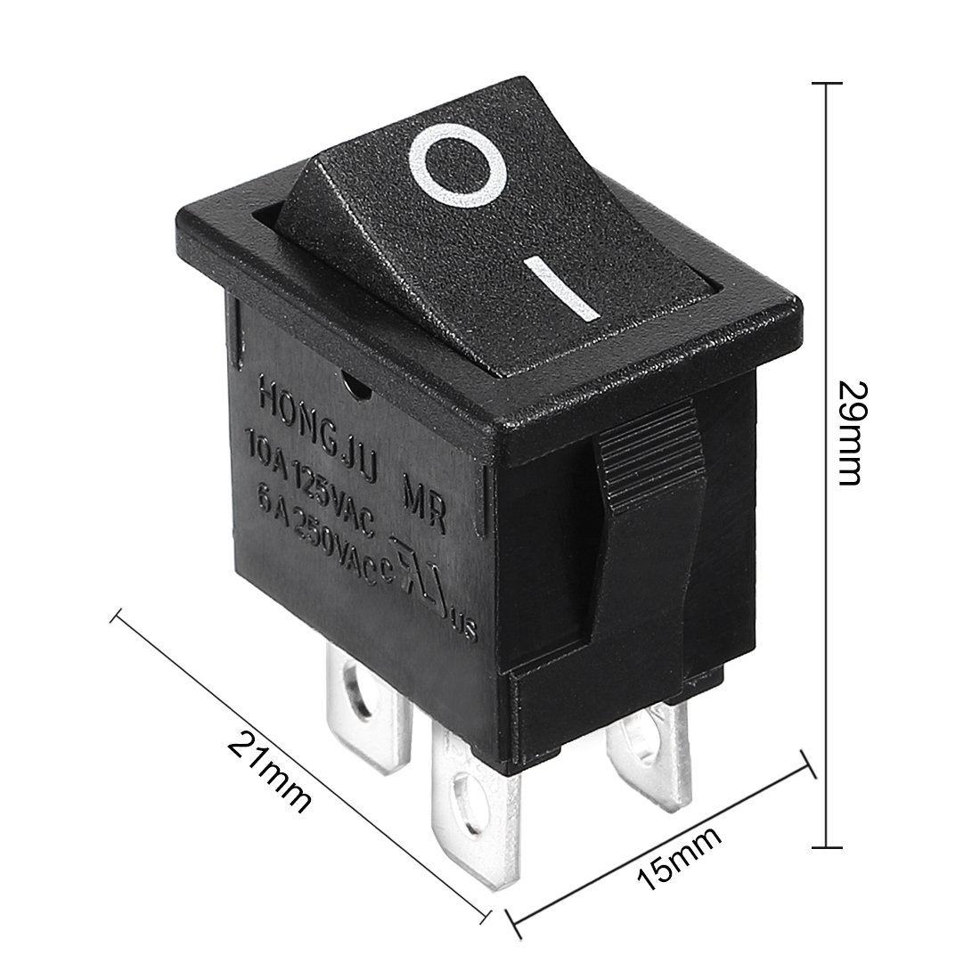 Aexit AC 6A / 250V 10A / 125V SPST Interrupteur à Bascule Bateau Rond Bouton Rouge 6 Pcs EP347823N418867L