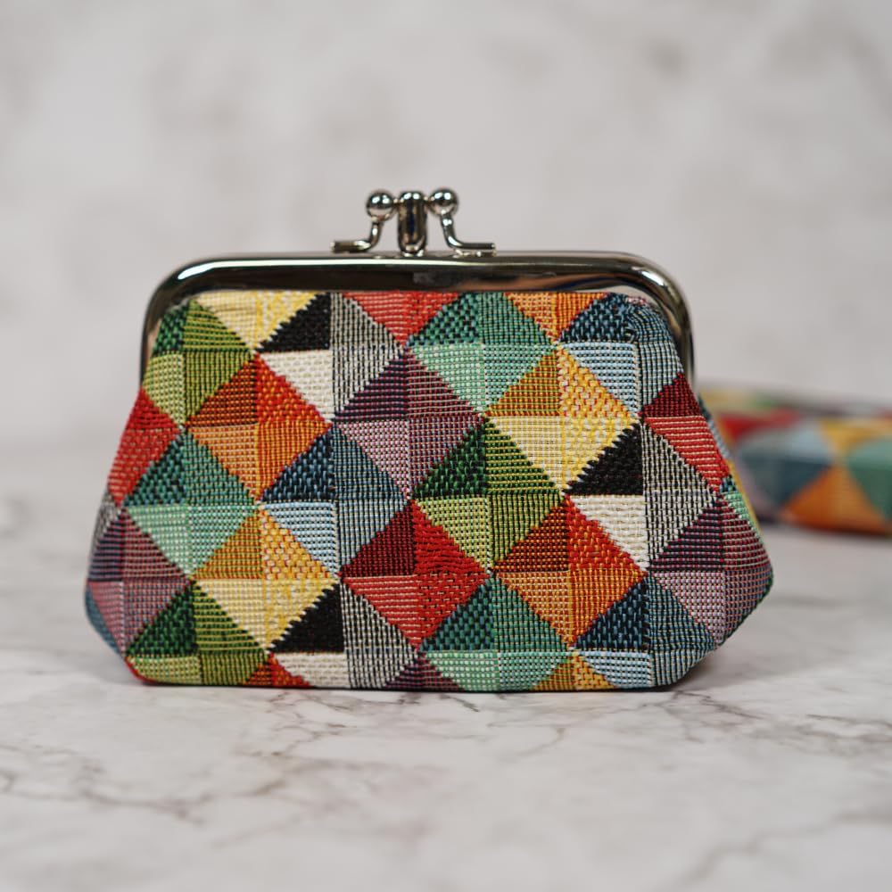 Signare Tapestry Double Pocket Change Pouch Kiss lock Coin Purse for Women - Image 6