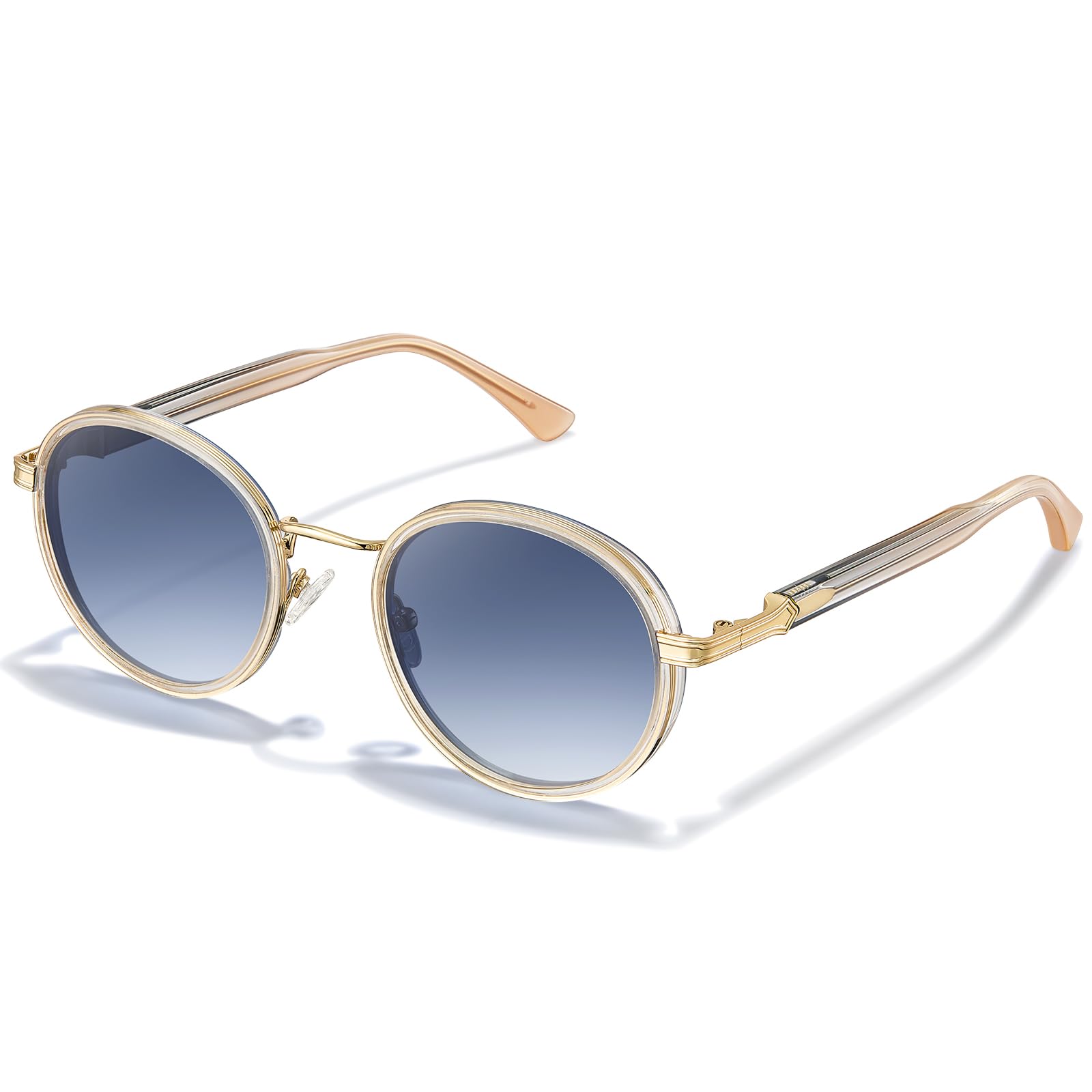 CARFIA Fashion Okulary Przeciwsłoneczne Damskie Okulary Damskie z Polaryzacją Okrągłe Okulary Damskie Metalowa Oprawka
