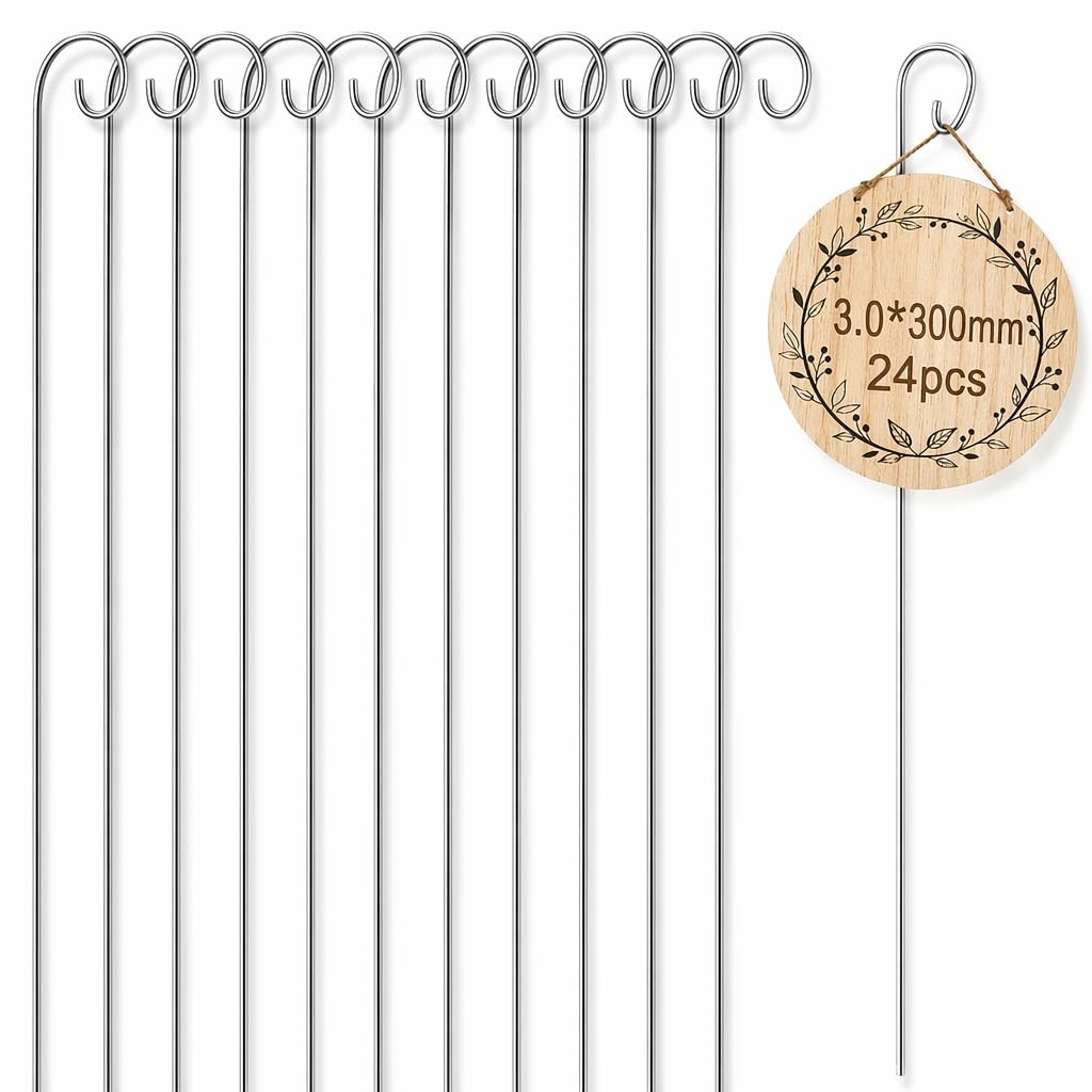 Accessoires de jardin extérieur pour suspension de panneaux et plantes : lot de 24 piquets en métal
