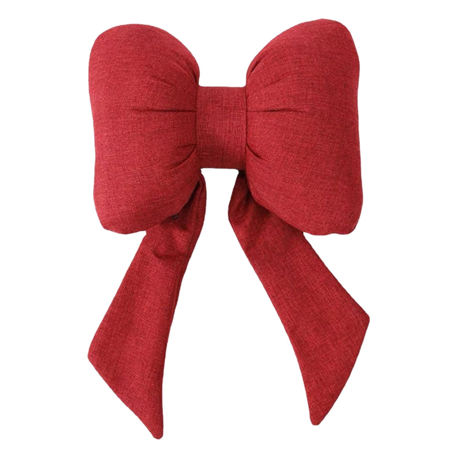 Bowknot Ribbon Headrest Pillow with Linen Feel Breathable Comfortable Cushion for Chair Office Car Decorative Pillow for Home