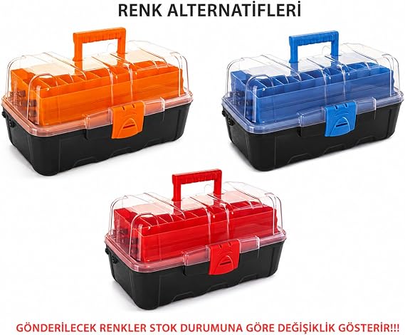 Orret Home Şeffaf Kapaklı Balıkçı Takım Çantası, 3 Katlı Rapala ve Sahte Yem Organizeri, Olta Malzemesi Kutusu, İğne Kurşun Fırdöndü Kaşık Düzenleyici, Kilitli Taşıma Çantası
