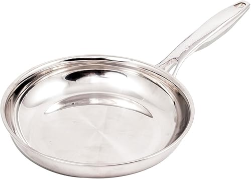 Swiss Diamond Sartén de acero inoxidable de 8 pulgadas con revestimiento de inducción, incluye tapa, apta para lavavajillas y horno