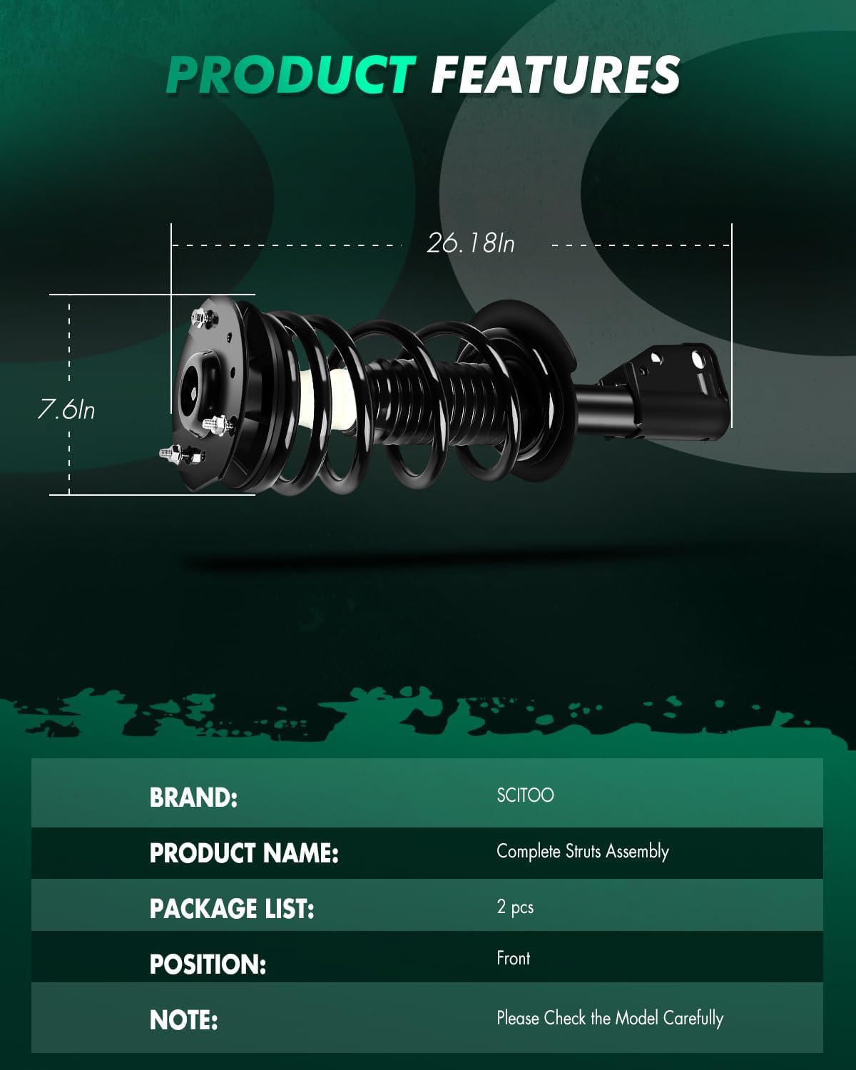 SCITOO Complete Strut Spring Assembly Fit for Chevrolet Cavalier, for Pontiac Sunfire Quick Struts