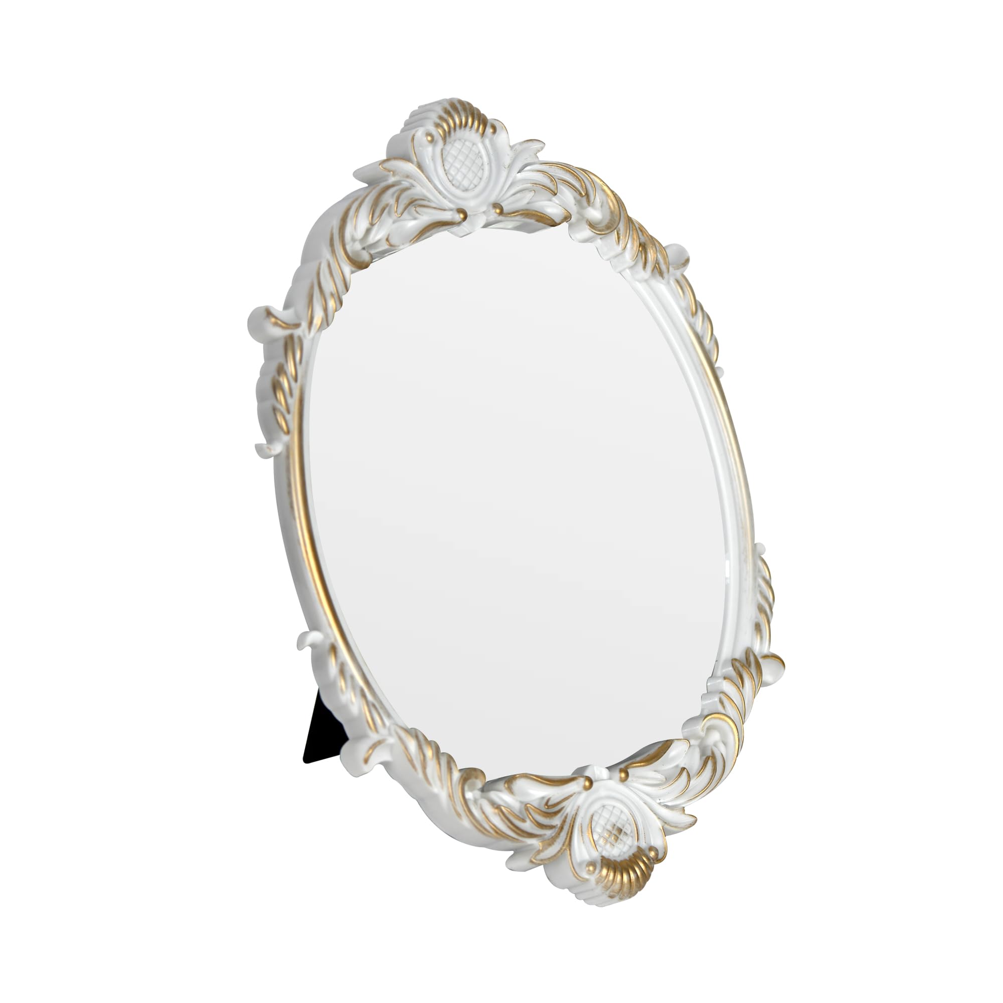 Vintage Vanity Makeup Mirror,Decorative Baroque Table Standing Mirror (White)