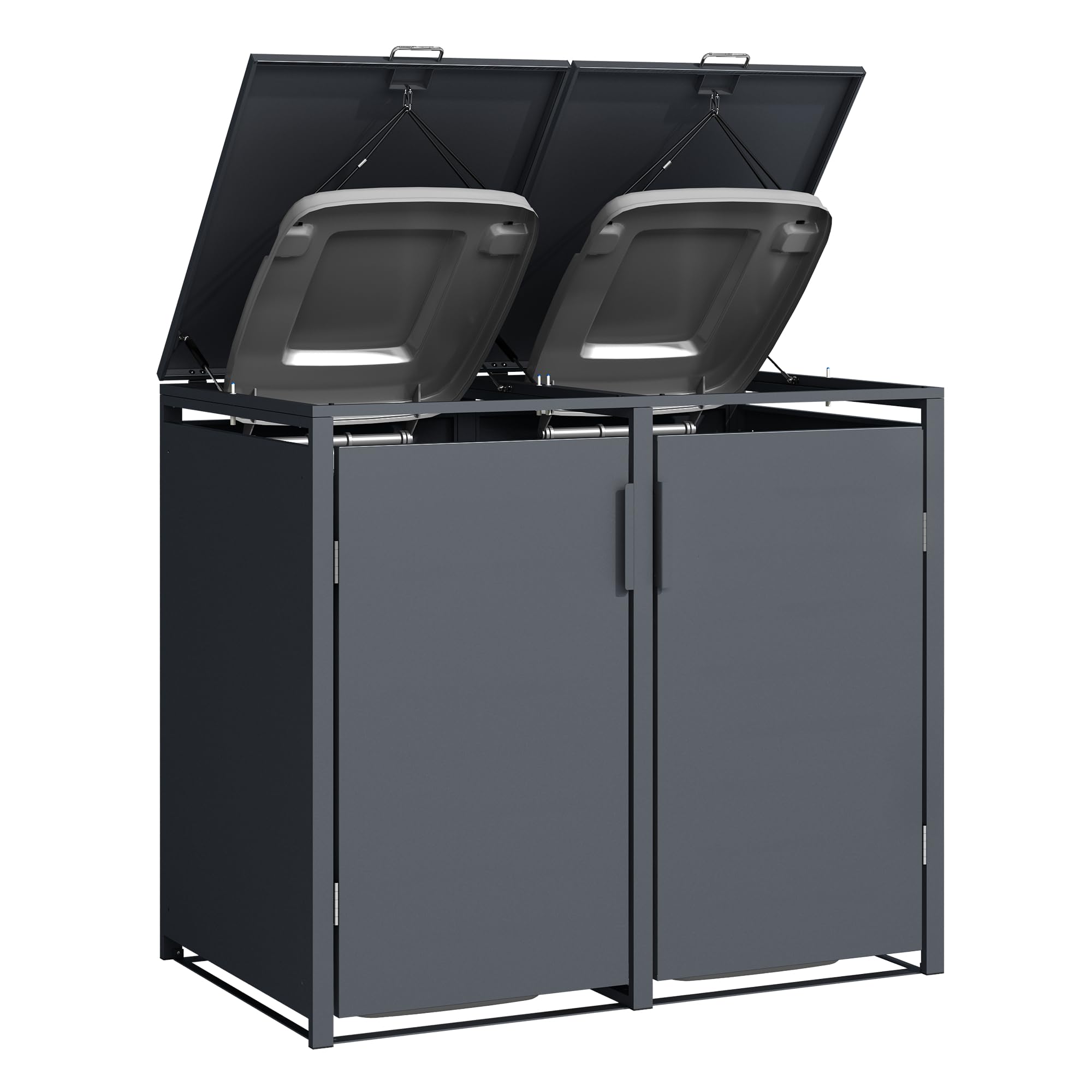 DEGAMO Mülltonnenbox 4-er Mülltonnenhaus MÜNCHEN für 4X Tonnen 120 und 240 Liter, Stahl verzinkt, Farbe anthrazit