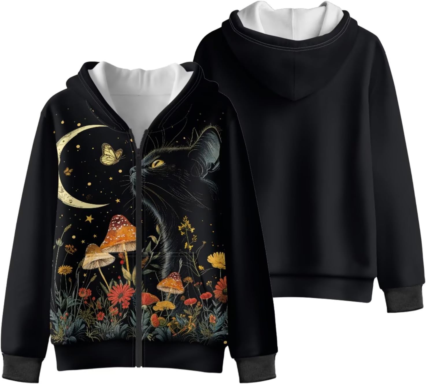 Girls Zip Up Hoodies Size 6-16 Hooded Jacket Kids Sweatshirts Girls Zipper Thick Oversized Funny for School