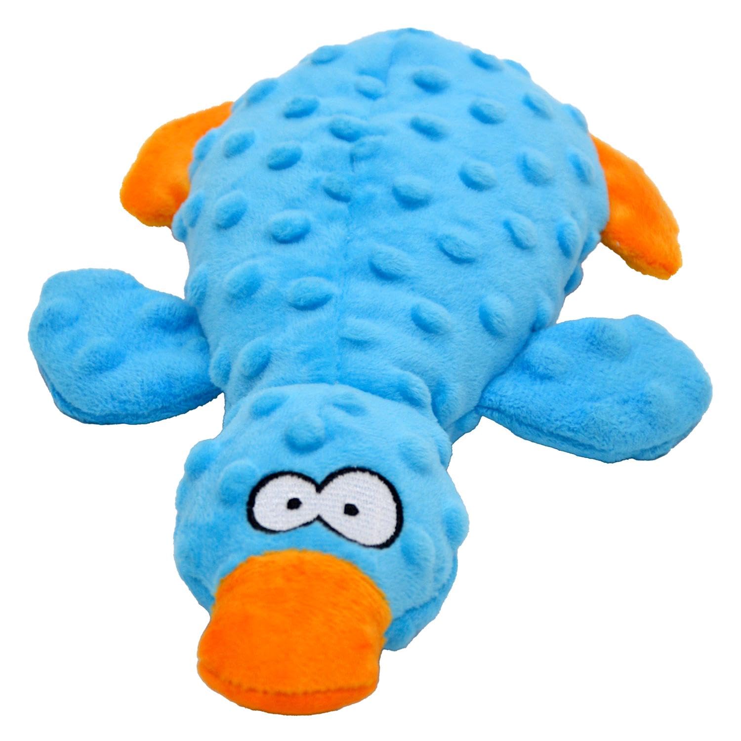JACK AND VANILLA, Giocattolo interattivo per cani in peluche anatra 25 cm blu, stimola il gioco, resistente, lavabile in lavatrice, ideale per cani piccoli e medi, modello Bubble Plush
