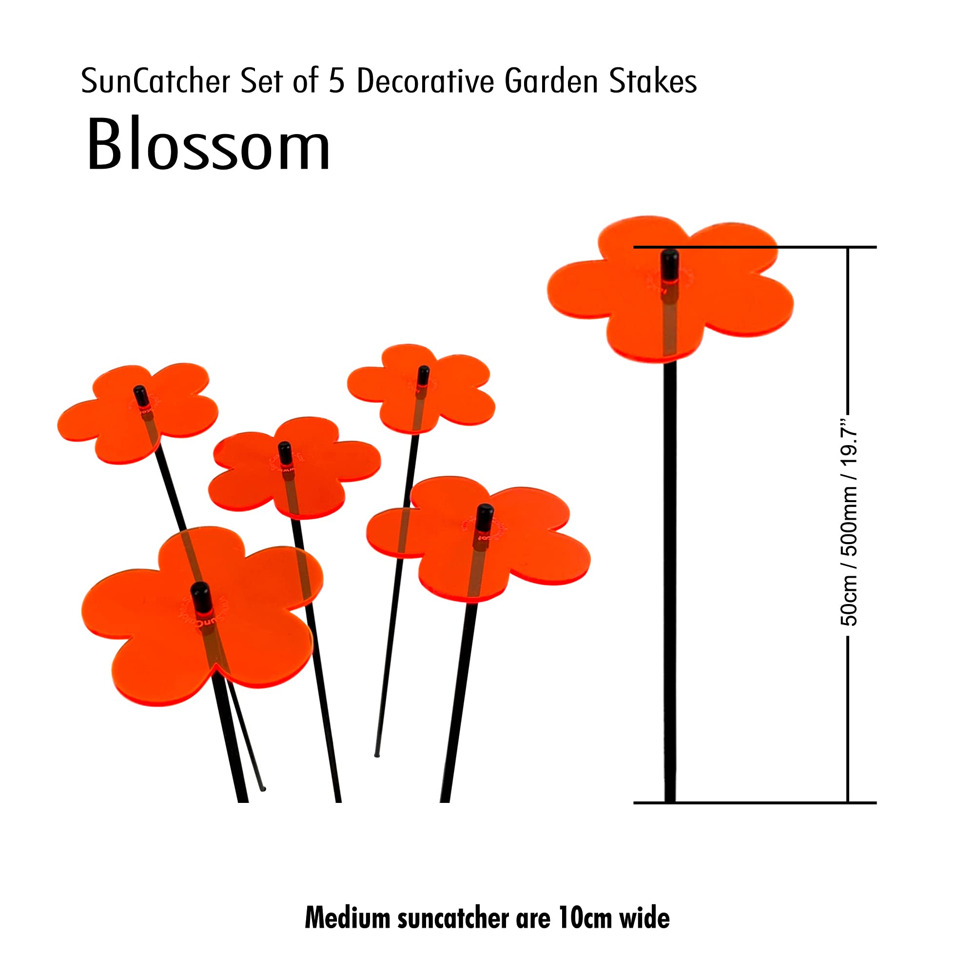 Sun Catcher Garten-Deko, 5er Set Blumen – 50 Cm Hoch, Leuchtend, Wetterfest, Farbe Gelb