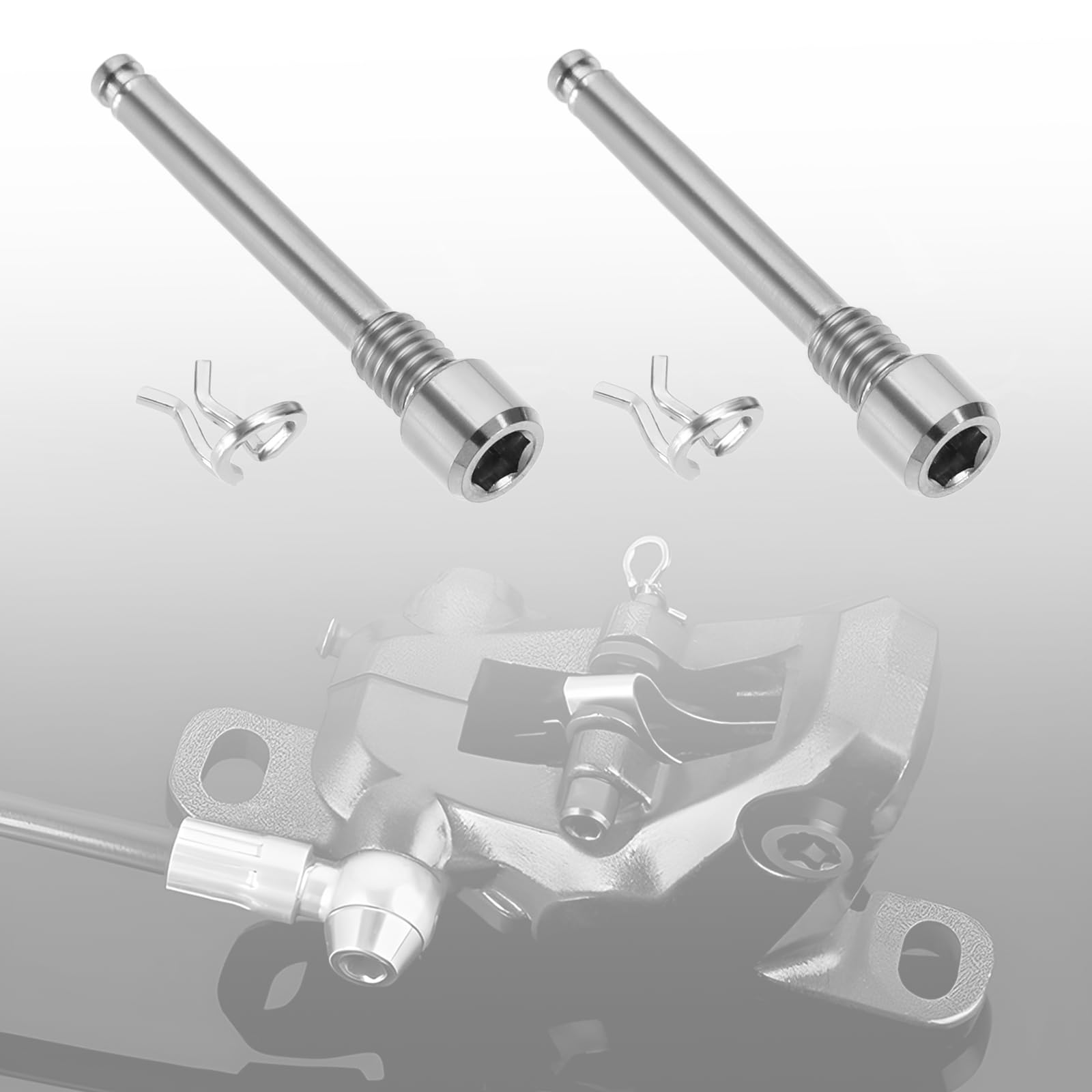 eMagTech 2pcs Bicycle Caliper Screw Brake Pad Bolt Screw Y8J798060 M4 Disc Brake Caliper Bolt Titanium Alloy Pin with Circlips Compatible with Shimano - Image 3