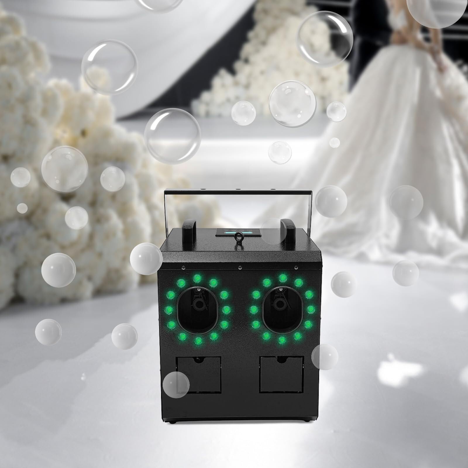 MNJIPUYVC Máquina de Burbujas de Humo DMX con Control Remoto Máquina de Burbujas de Niebla con Luces RGBW for Bodas Fiesta de DJ - Niebla, Burbujas e iluminación 3 en 1 900 W