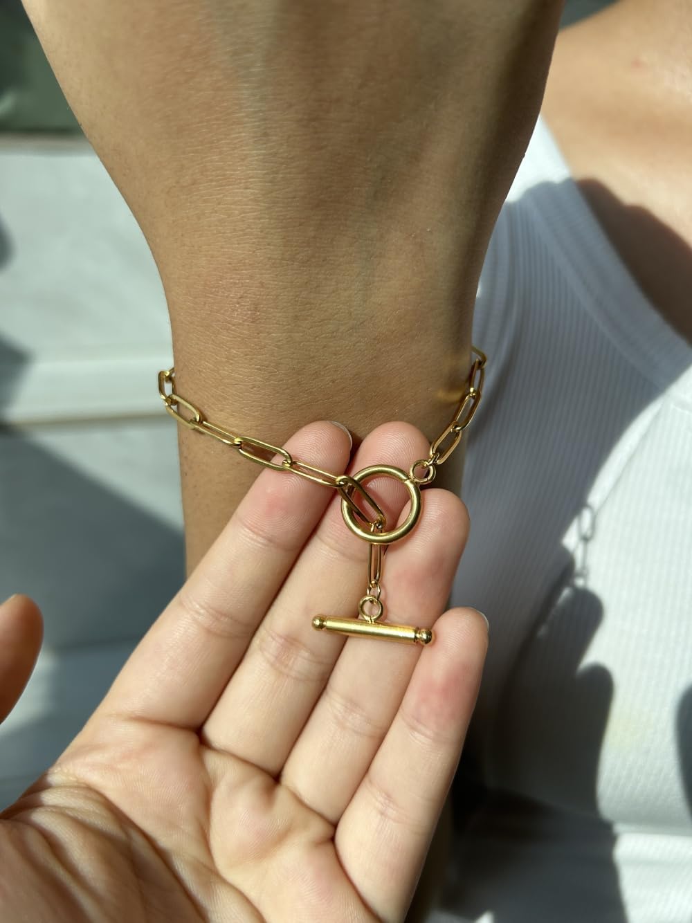 WangGao Stainless Steel OT Buckle Paperclip Link Chain Bracelet for Women Popular Minimalist Jewelry - Image 8