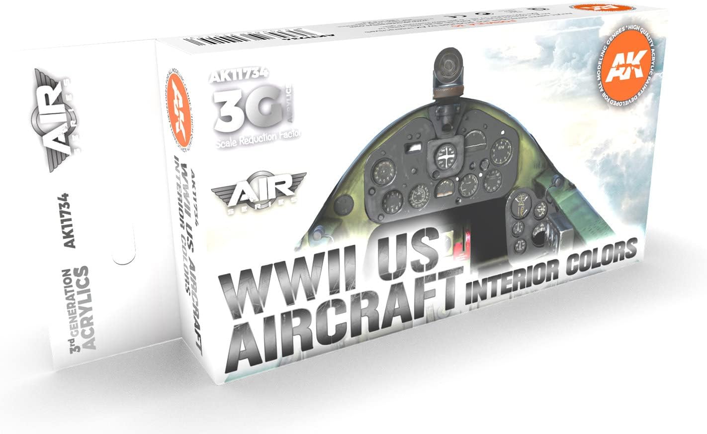 AK-Interactive AK Acrylics 3Gen Aircraft Set AK11734 WWII US Aircraft Interior Colors Set 3G (6x17ml)